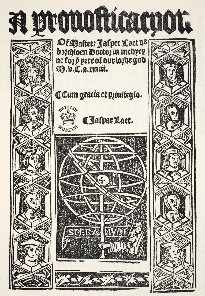 Une prognostication, par Jasper Laet (fl.1485-1532), imprimée par R. Bankes, 1524 - English School