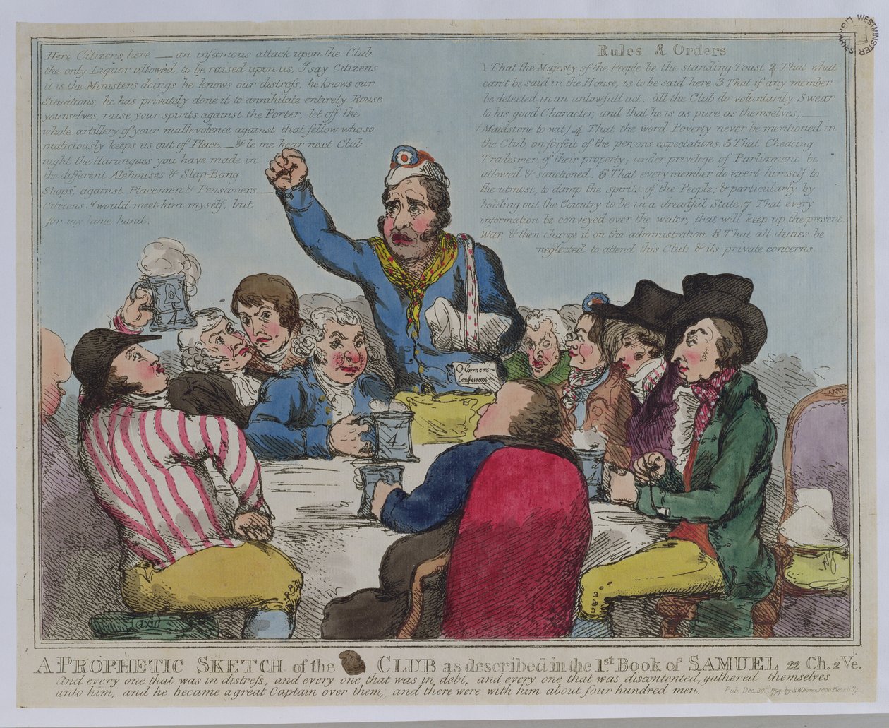 Une Esquisse Prophétique du Club comme Décrit dans le 1er Livre de Samuel, 22 Ch, 2 Ve, pub. par S.W. Fores, 1799 - English School