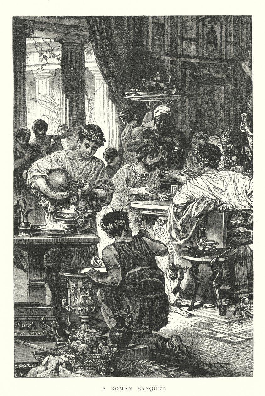 Un banquet romain (gravure) - English School