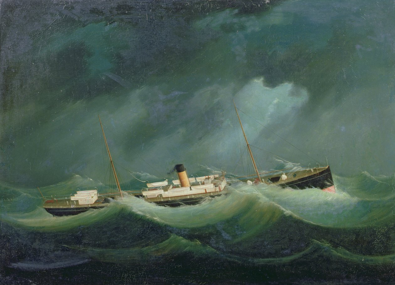 Un navire de la ligne Saville par gros temps, vers 1870 - English School