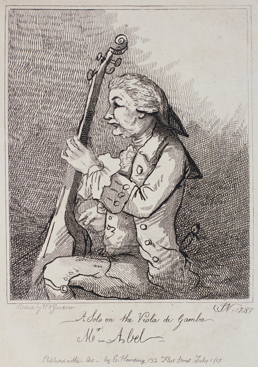 Un solo à la viole de gambe, Carl Friedrich Abel (1723-87) gravé par William Nelson Gardiner (1766-1814) 1787 - English School