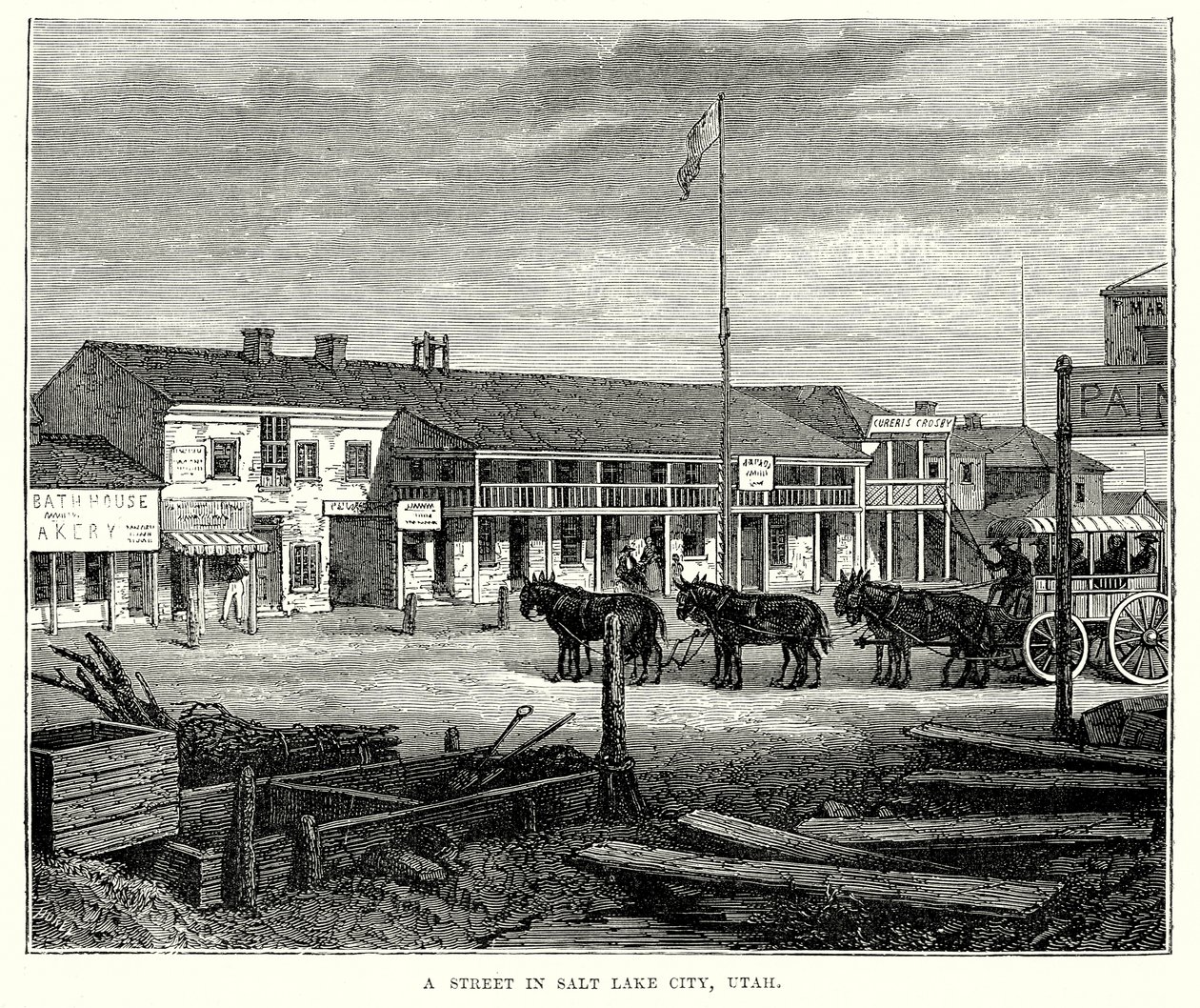 Une rue de Salt Lake City, Utah (gravure) - English School