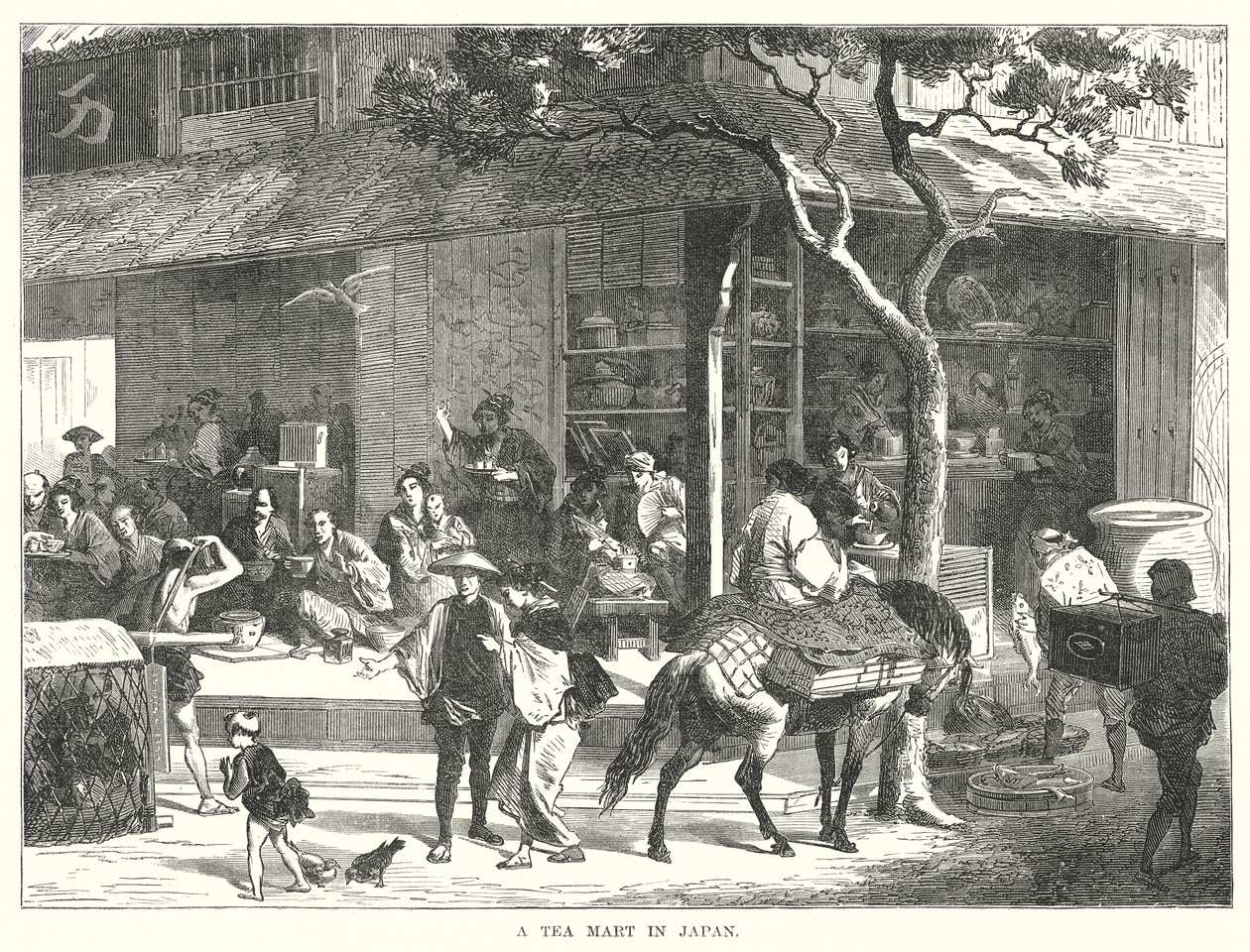 Un comptoir de thé au Japon (gravure) - English School