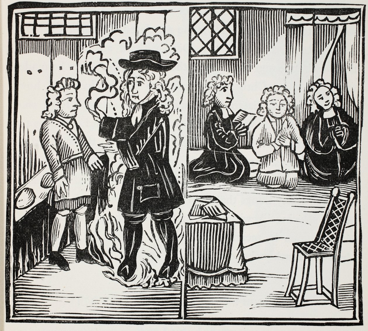 Un avertissement terrible et opportun pour les jeunes hommes, illustration de Chap-books du XVIIIe siècle par John Ashton, pub. 1882 - English School