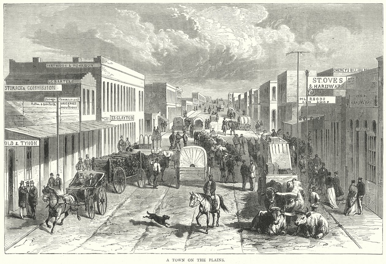 Une ville dans les plaines (gravure) - English School