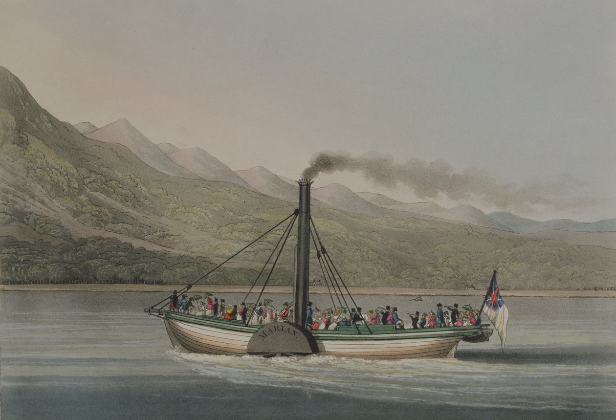 Un voyage sur le Loch Lomond, gravé par G. Hunt, vers 1830 (gravure en couleur) - English School