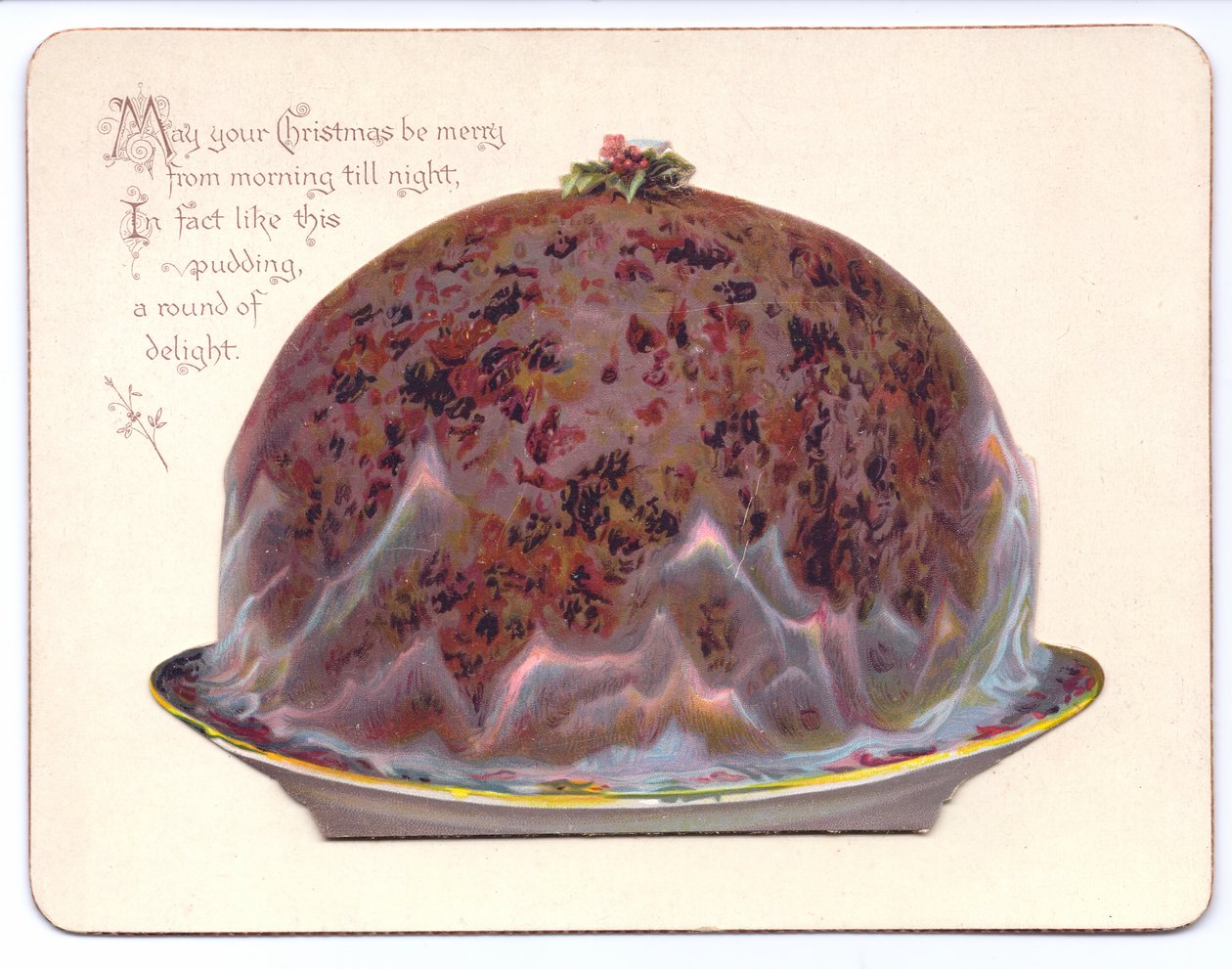 Carte de Nouvel An victorienne avec une jeune femme en habits de veuve, vers 1880 (lithographie en couleur) - English School