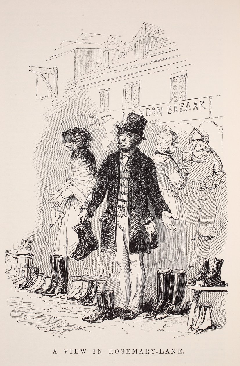 Vue de Rosemary-Lane, illustration de London Labour and London Poor par Henry Mayhew, pub. 1862 - English School