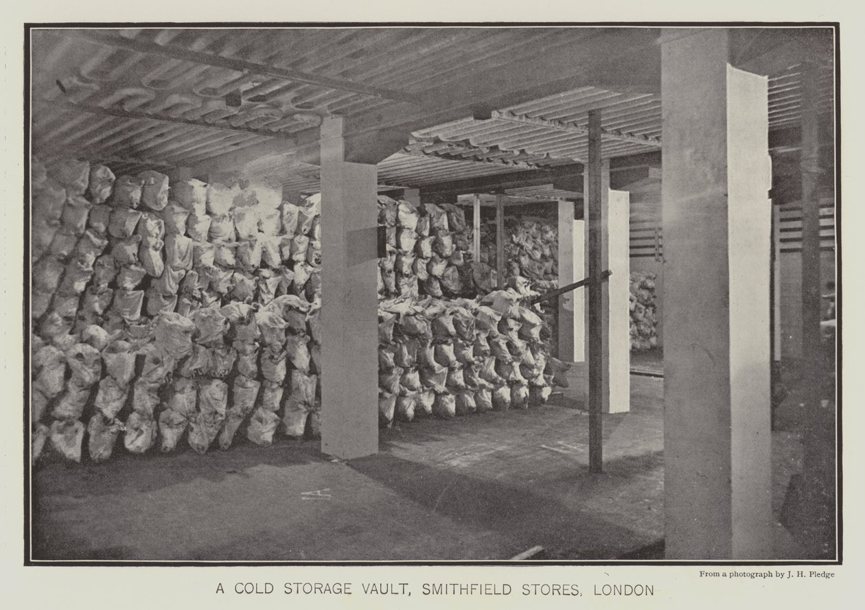 Chambre froide, Smithfield Stores, Londres (photo n/b) - English School