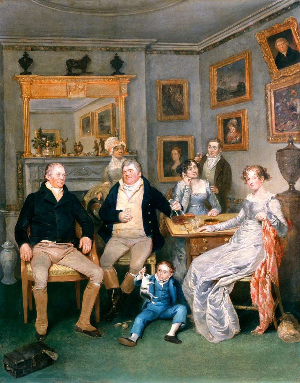 Scène familiale dans un intérieur domestique, vers 1815-20 - English School