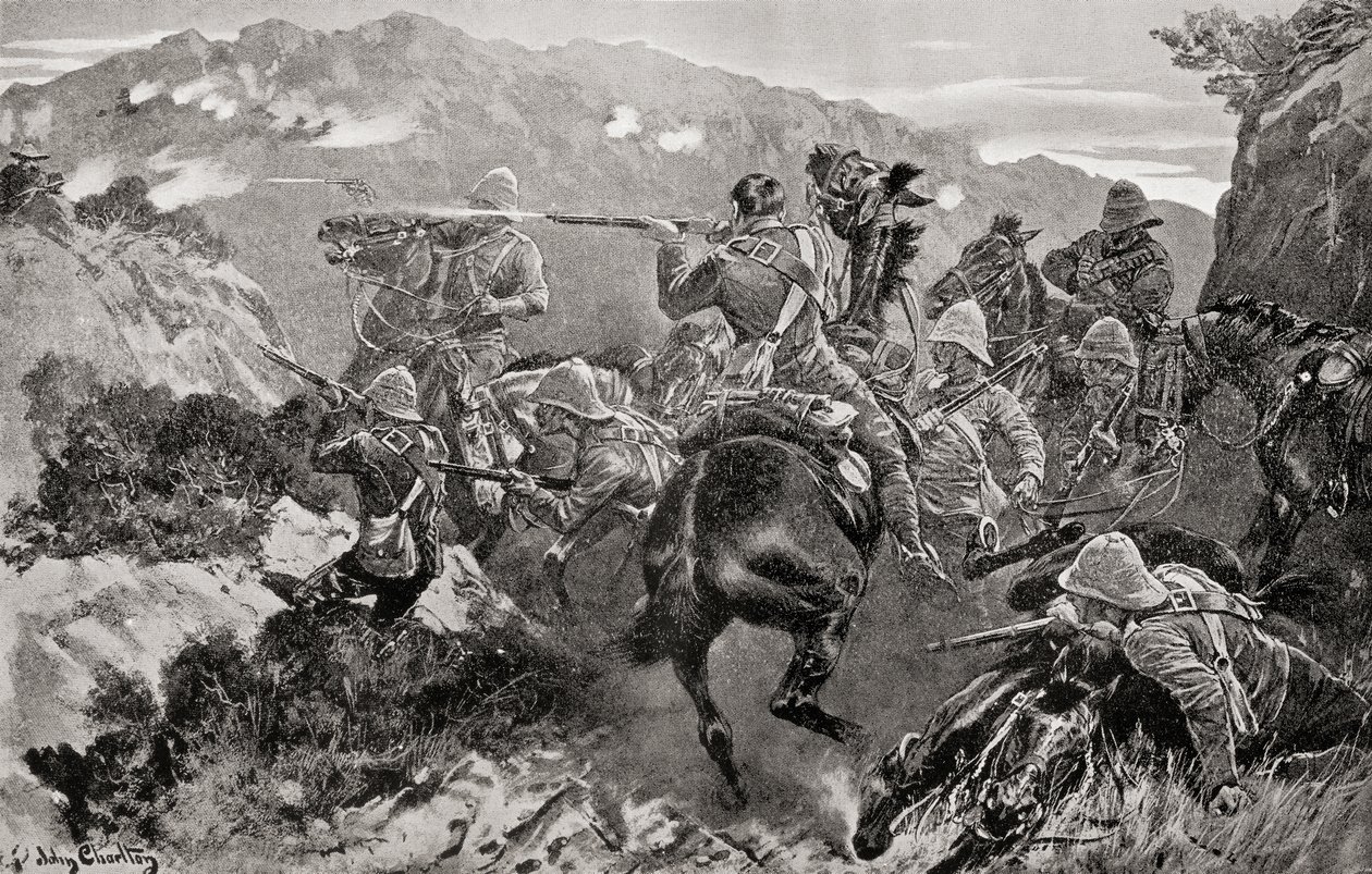 Un piquet du 13e Hussards surpris près de la rivière Tugela, Hussar Hill, KwaZulu-Natal pendant la seconde guerre des Boers, de 