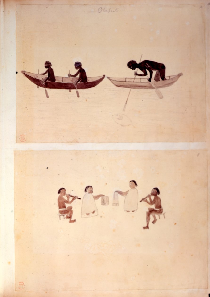 Les aborigènes pêchant, des 