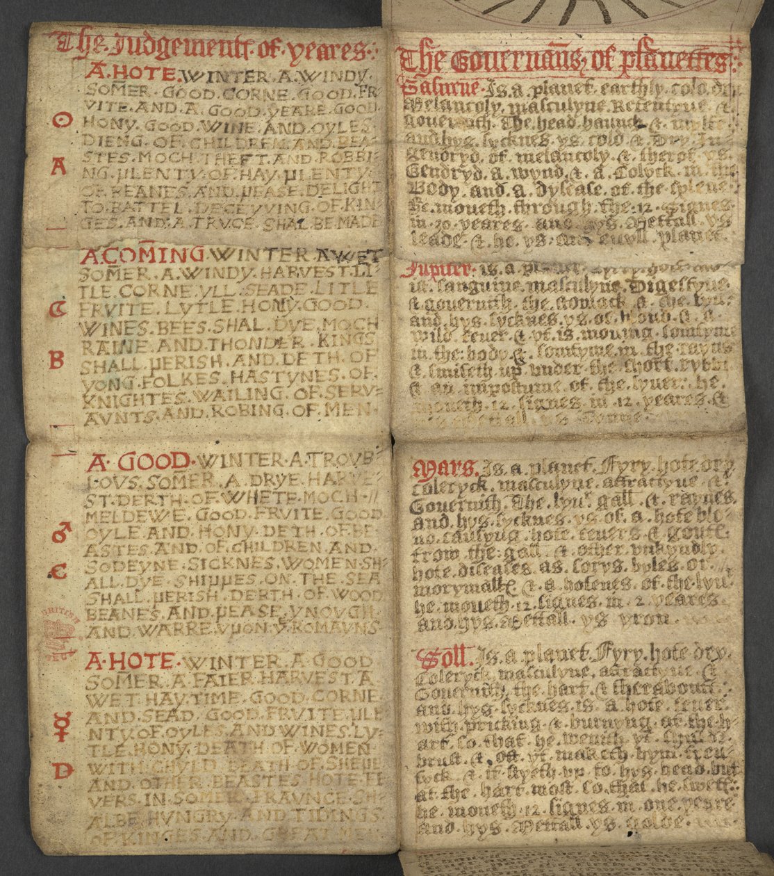 Almanach, contenant table des lettres dominicales et des nombres d