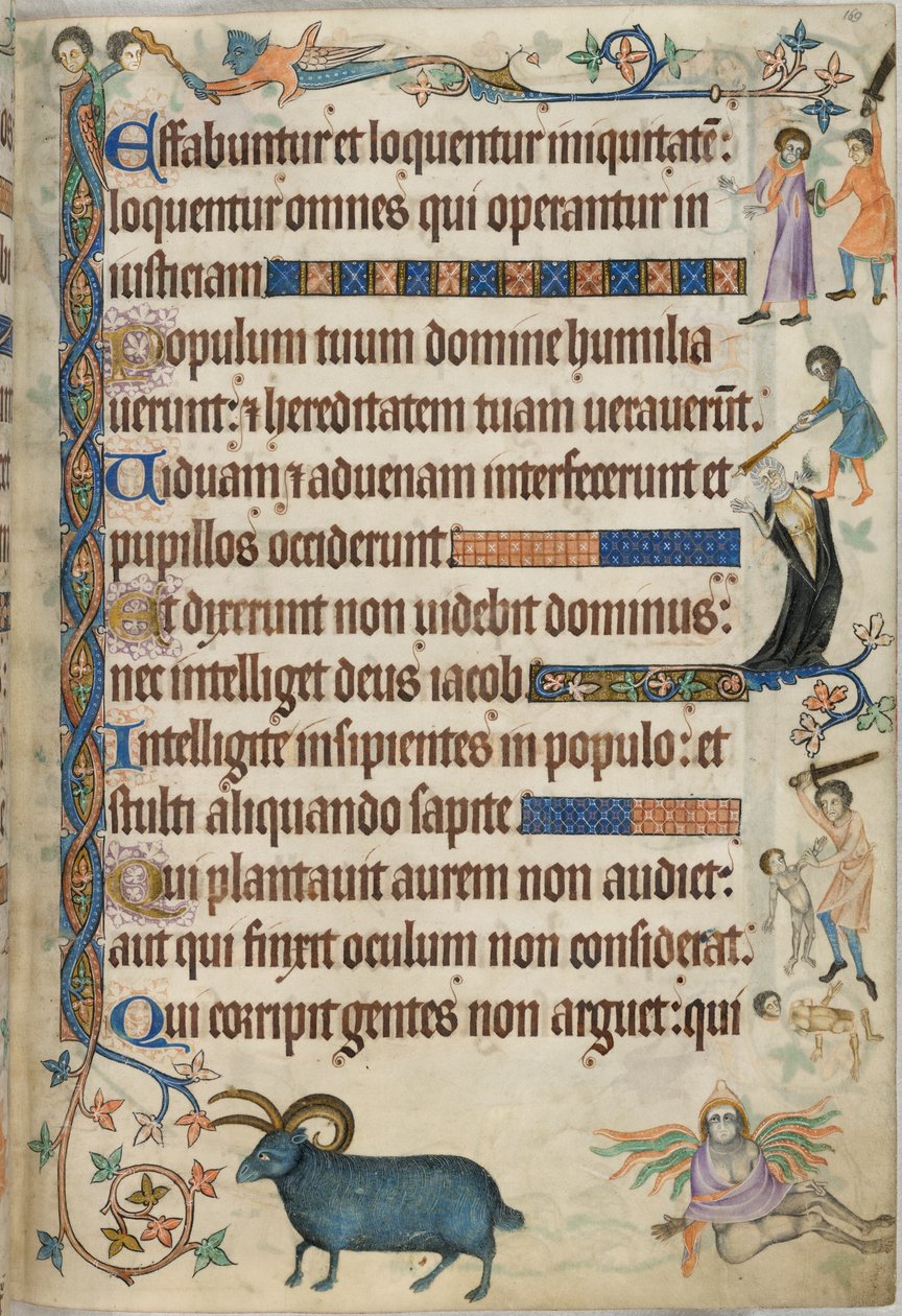 Add. 42130, f.169, Psaume 93, scènes de meurtre, du 