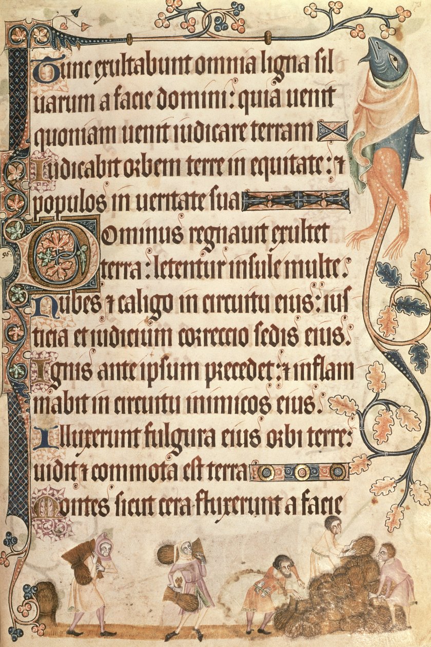 Empilage de gerbes de maïs, du Psautier de Luttrell, commencé avant 1340 pour Sir Geoffrey Luttrell (1276-1345) - English School