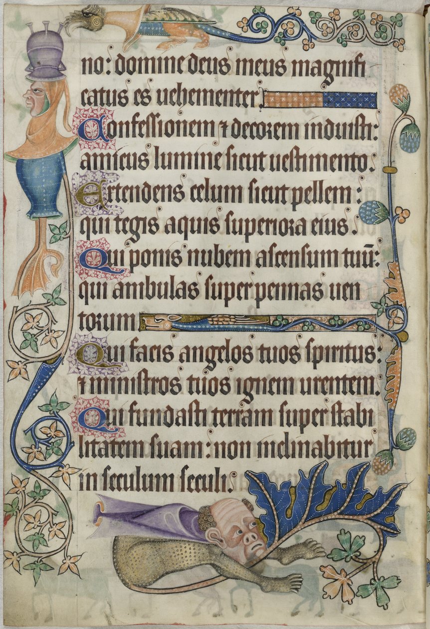 Add. 42130, f.182v Psaume 103, avec grotesques, du 