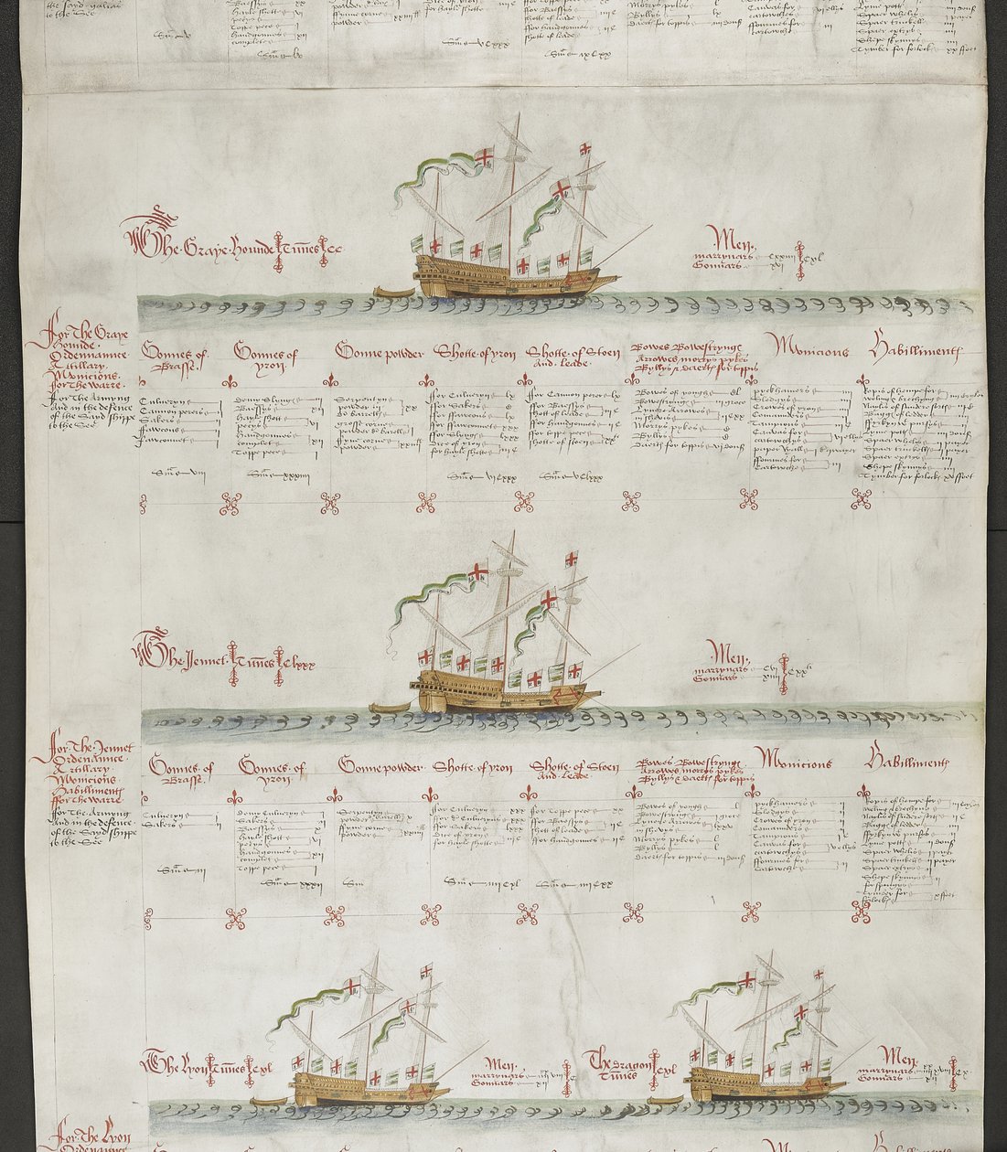 Galeasses : Le Lévrier, Le Jennet, Le Lion et Le Dragon, du 