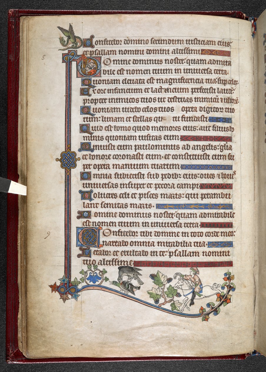 Garçon sur poney avec faucon chassant le canard, c.1284-1316 (vélin) - English School