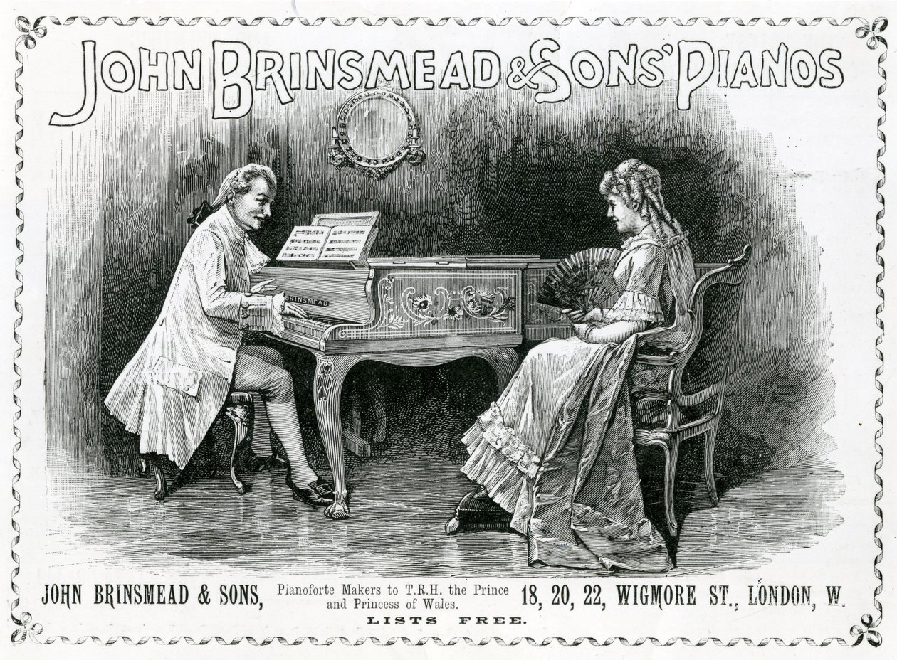Publicité, John Brinsmead and Sons Pianos, Illustration pour The Graphic, 4 juillet 1891 (gravure) - English School