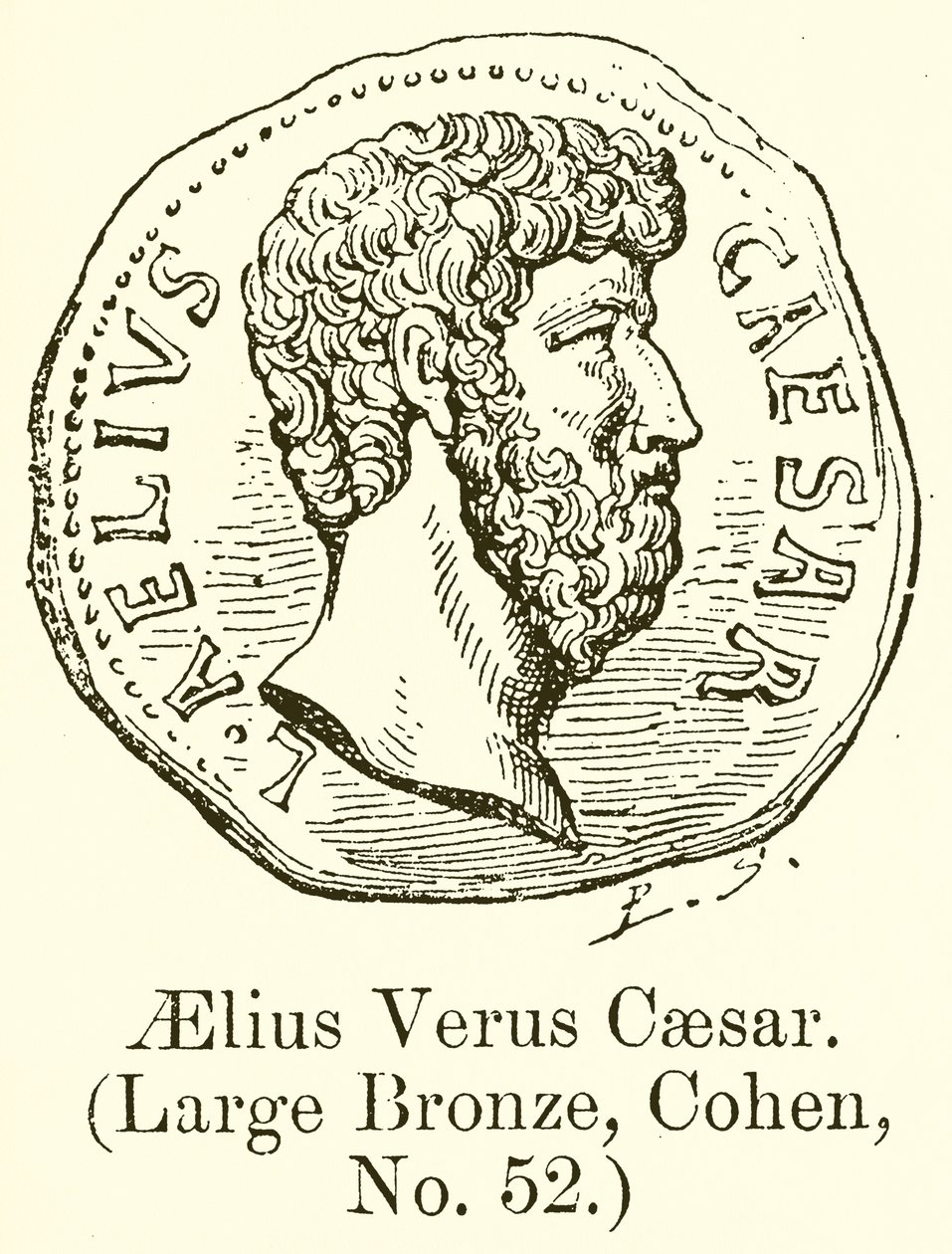 Aelius Verus Caesar. (Grand bronze, Cohen, n° 52) (gravure) - English School