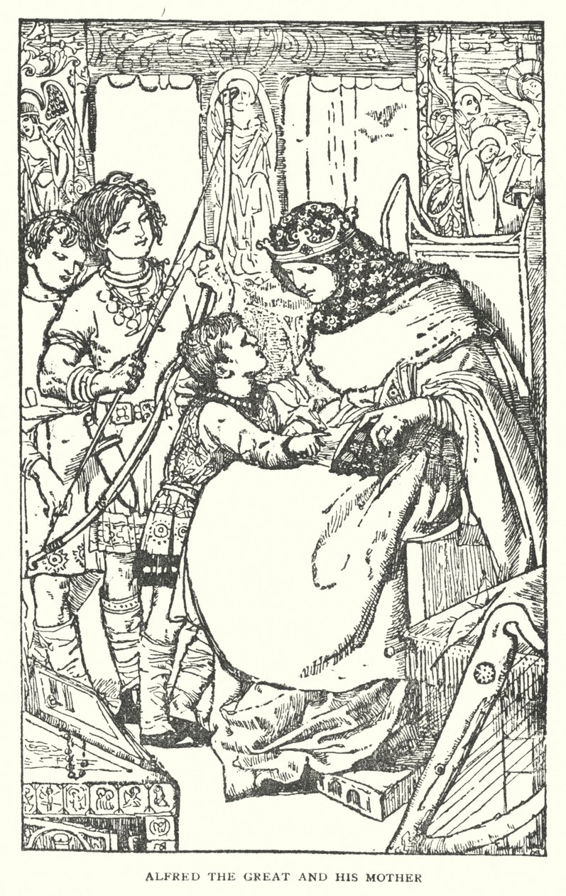 Alfred le Grand et sa Mère (lithographie) - English School
