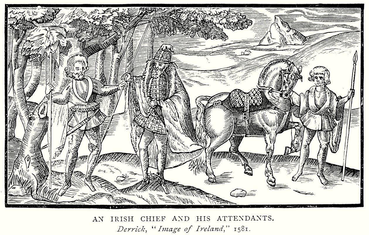Un chef irlandais et ses assistants (gravure) - English School