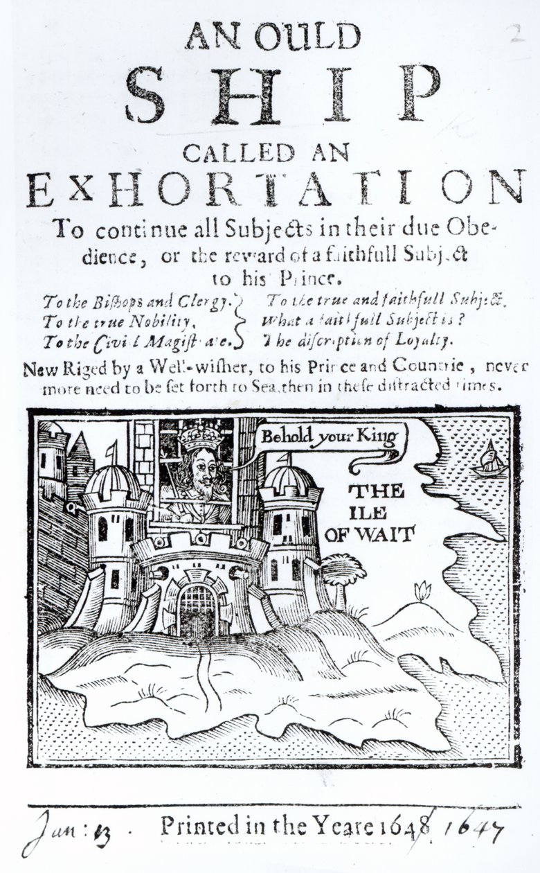 Un vieux navire appelé une exhortation, Charles Ier emprisonné au château de Carisbrooke sur l