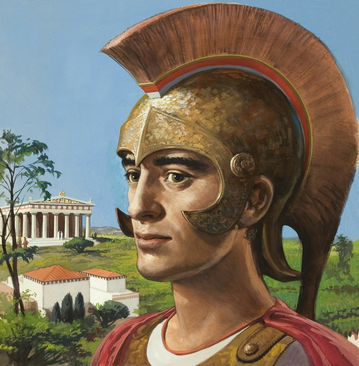 Soldat grec antique (gouache sur papier) - English School