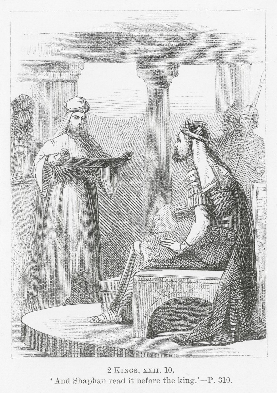 Shaphan en fit la lecture devant le roi" (gravure) - English School