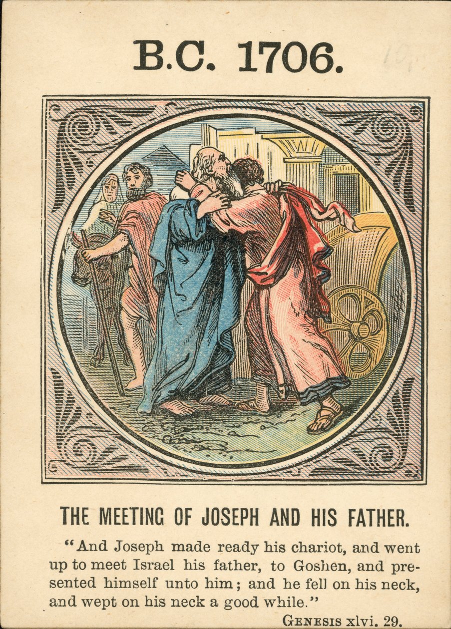 Anno Mundi : BC 1706, La rencontre de Joseph et de son père (lithographie couleur) - English School