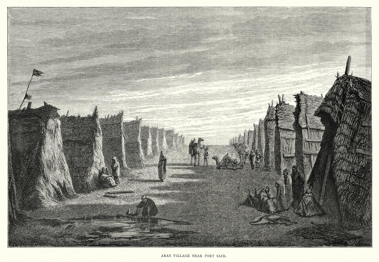 Village arabe près de Port Saïd (gravure) - English School