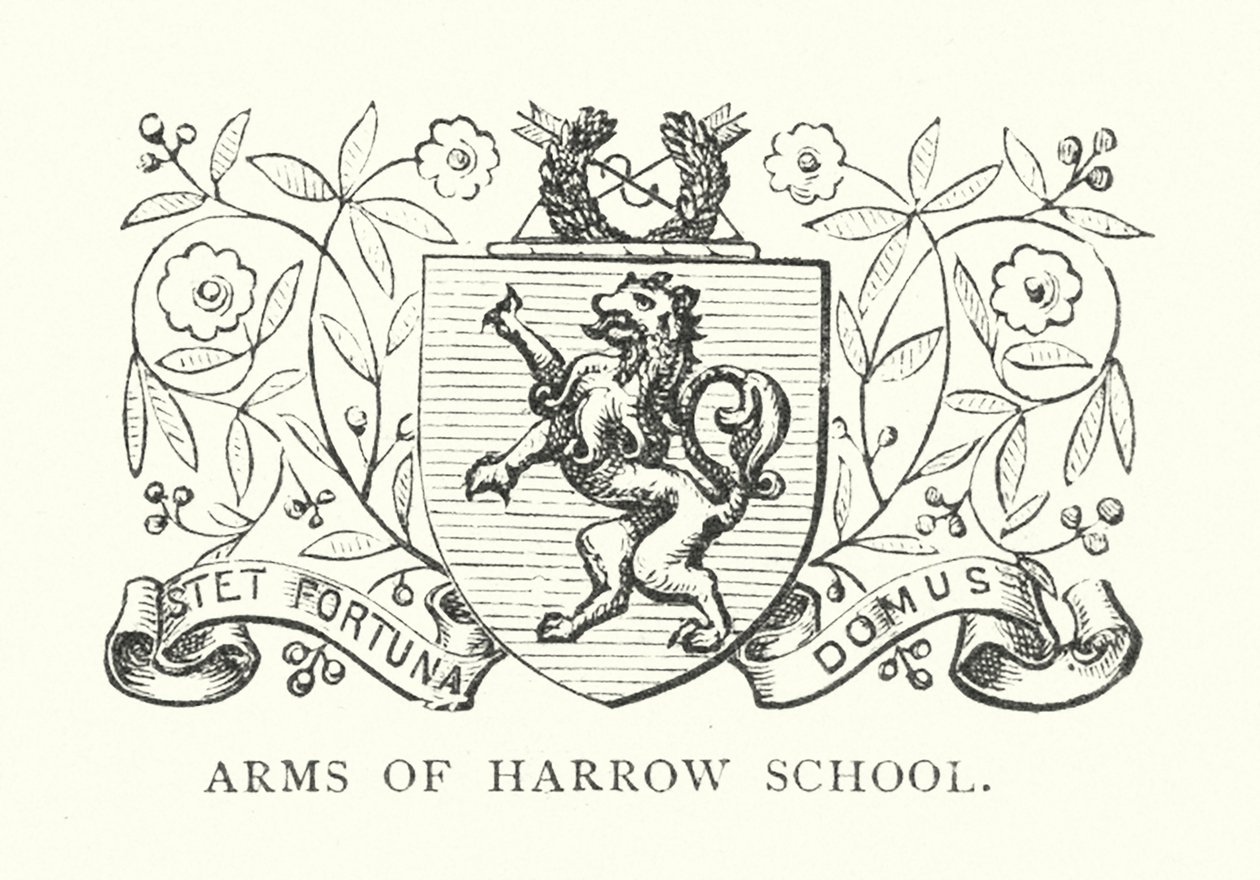 Armoiries de la Harrow School (gravure) - English School