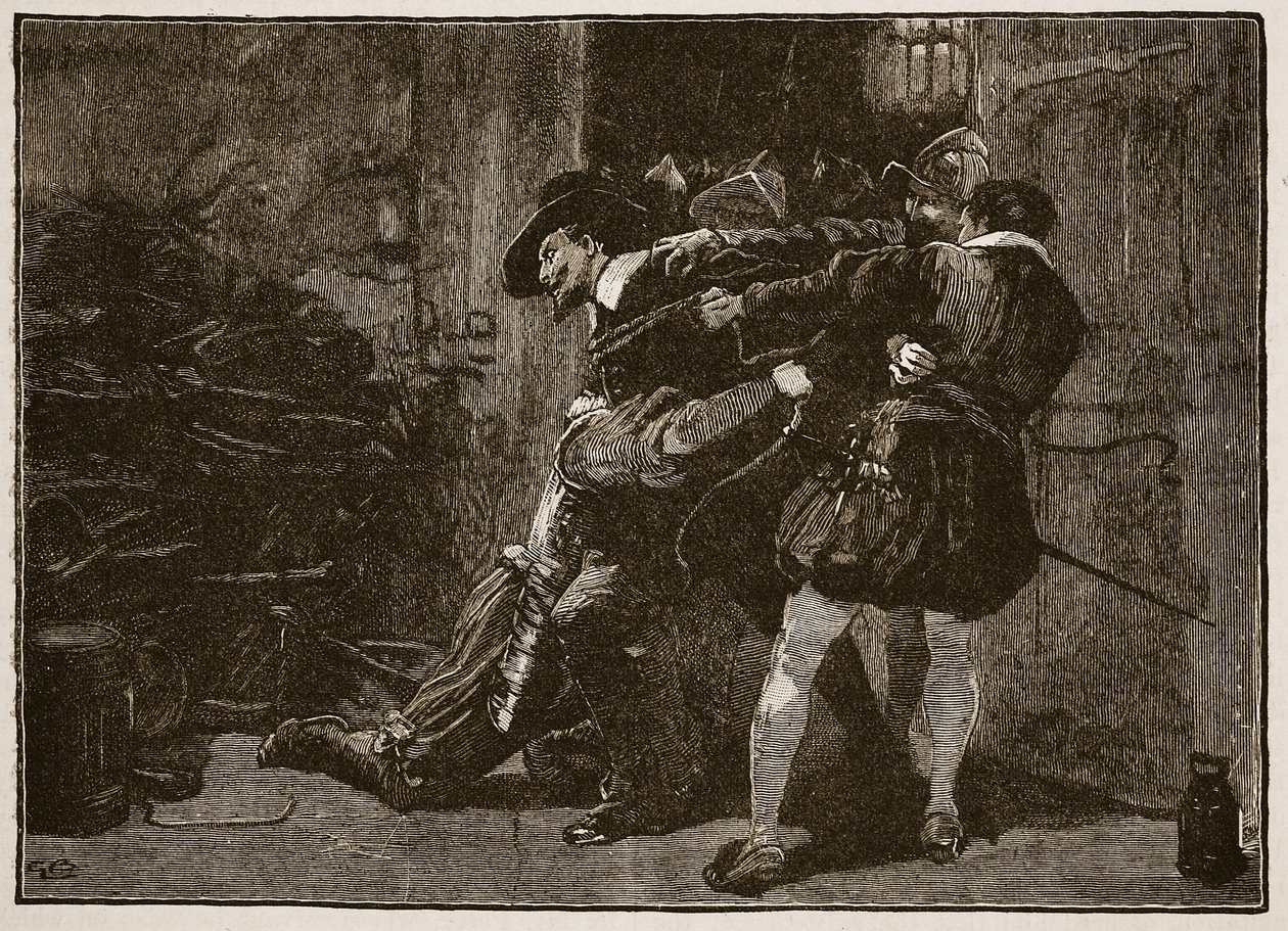 Arrestation de Guy Fawkes, illustration de Cassells Illustrated History of England - English School