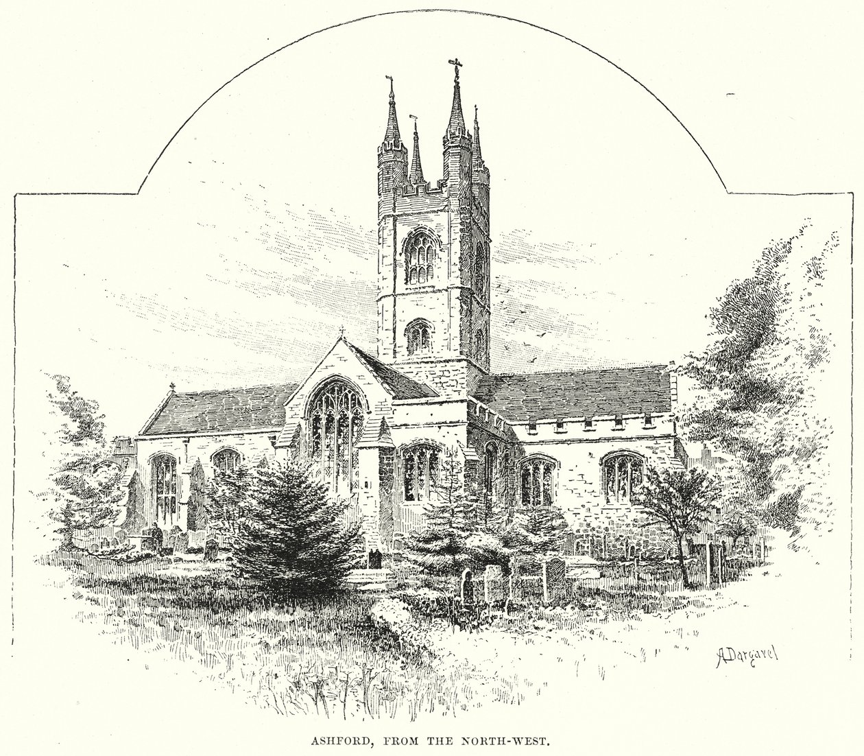 Ashford, vue du nord-ouest (gravure) - English School