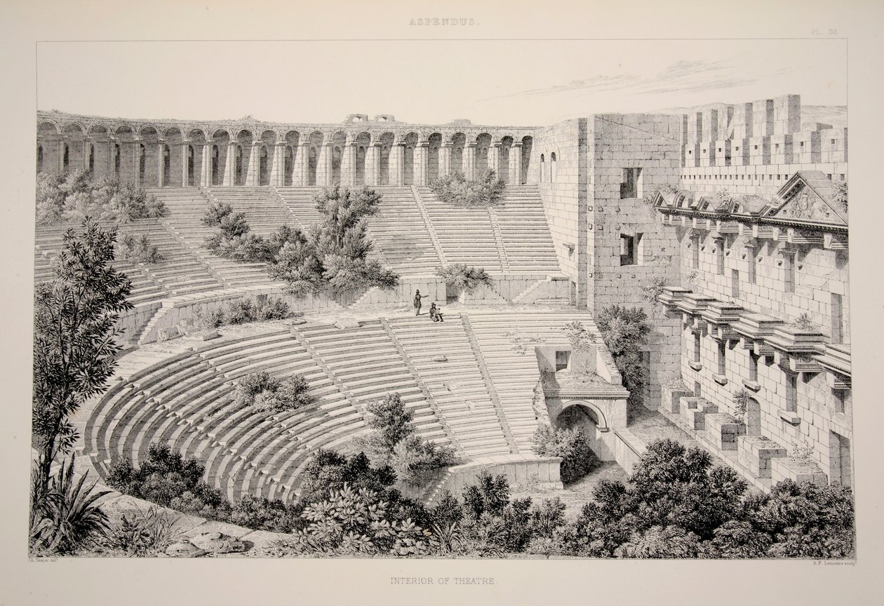 Aspendu - Intérieur du théâtre, pub. 1863 lithographie - English School