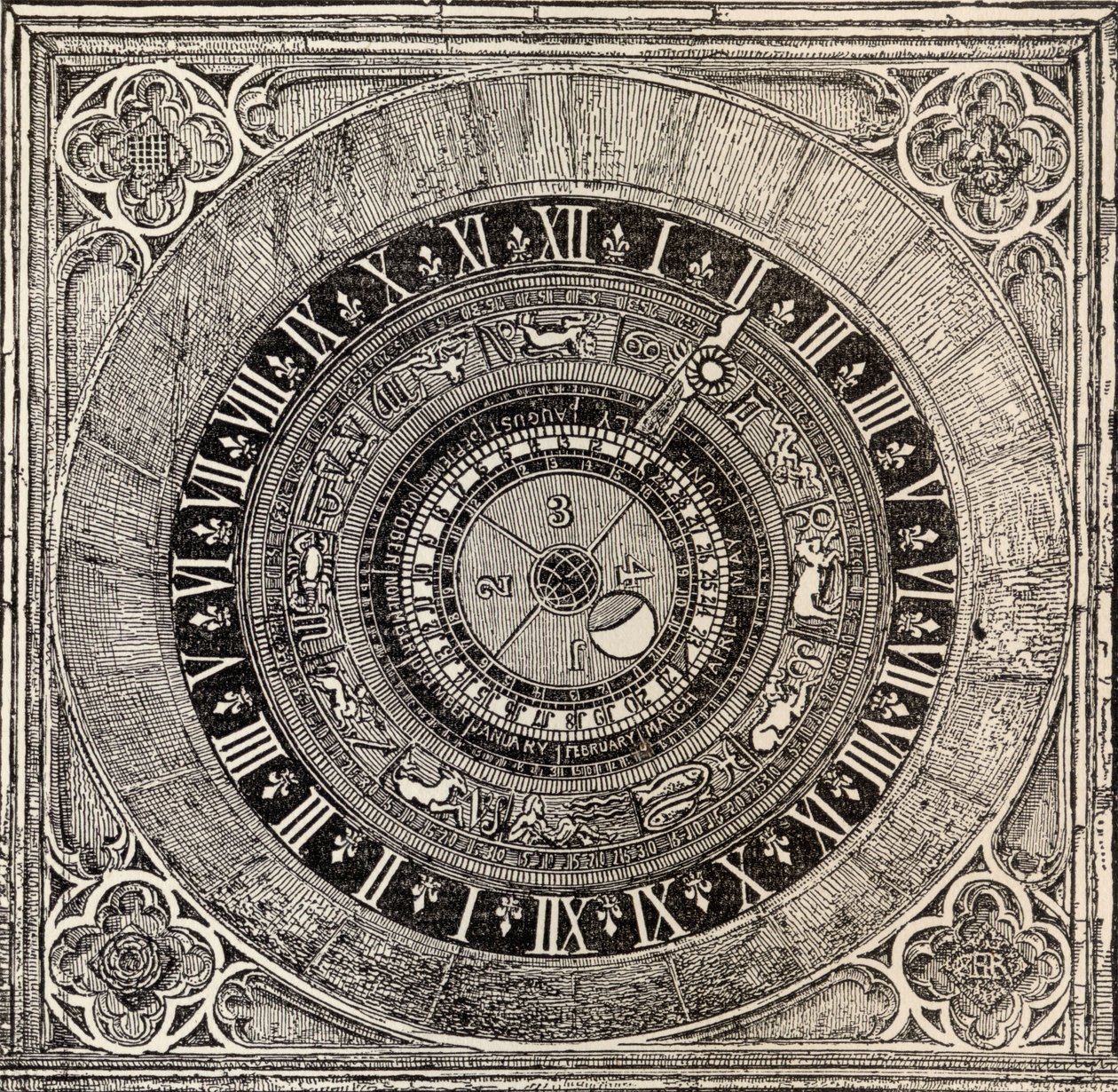 Horloge astronomique au palais de Hampton Court, tirée de l