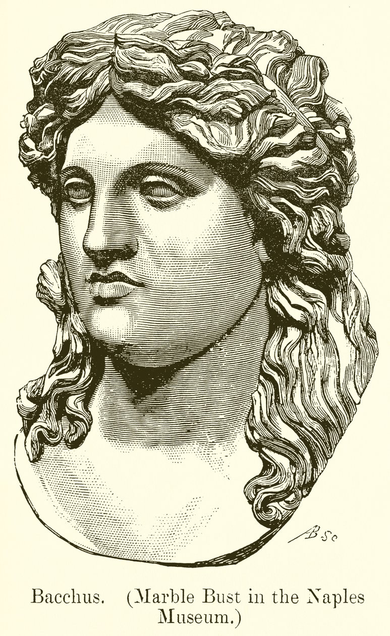 Bacchus. (Buste en marbre du musée de Naples) (gravure) - English School