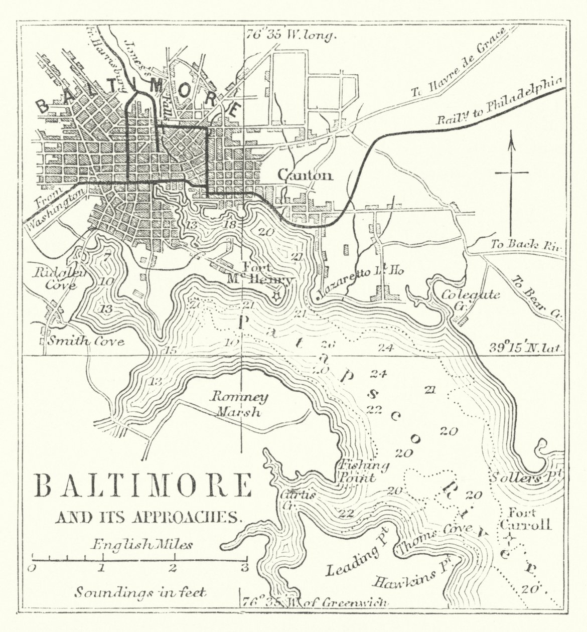 Baltimore et ses abords (gravure) - English School