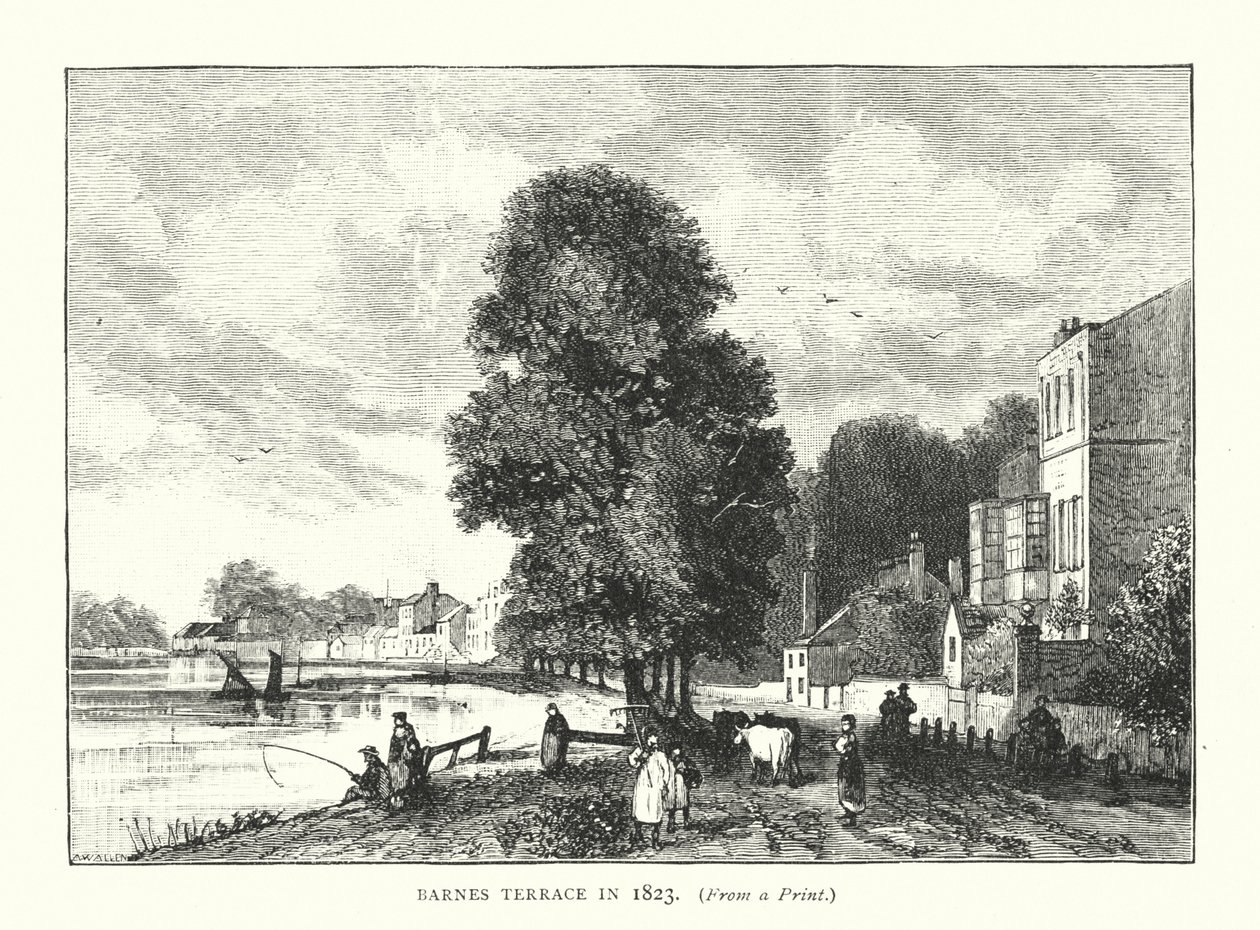 Barnes Terrace en 1823 (gravure) - English School
