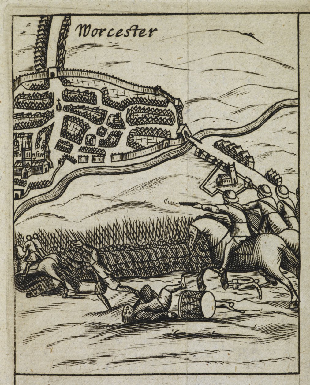 Scène de la bataille de Worcester, de 
