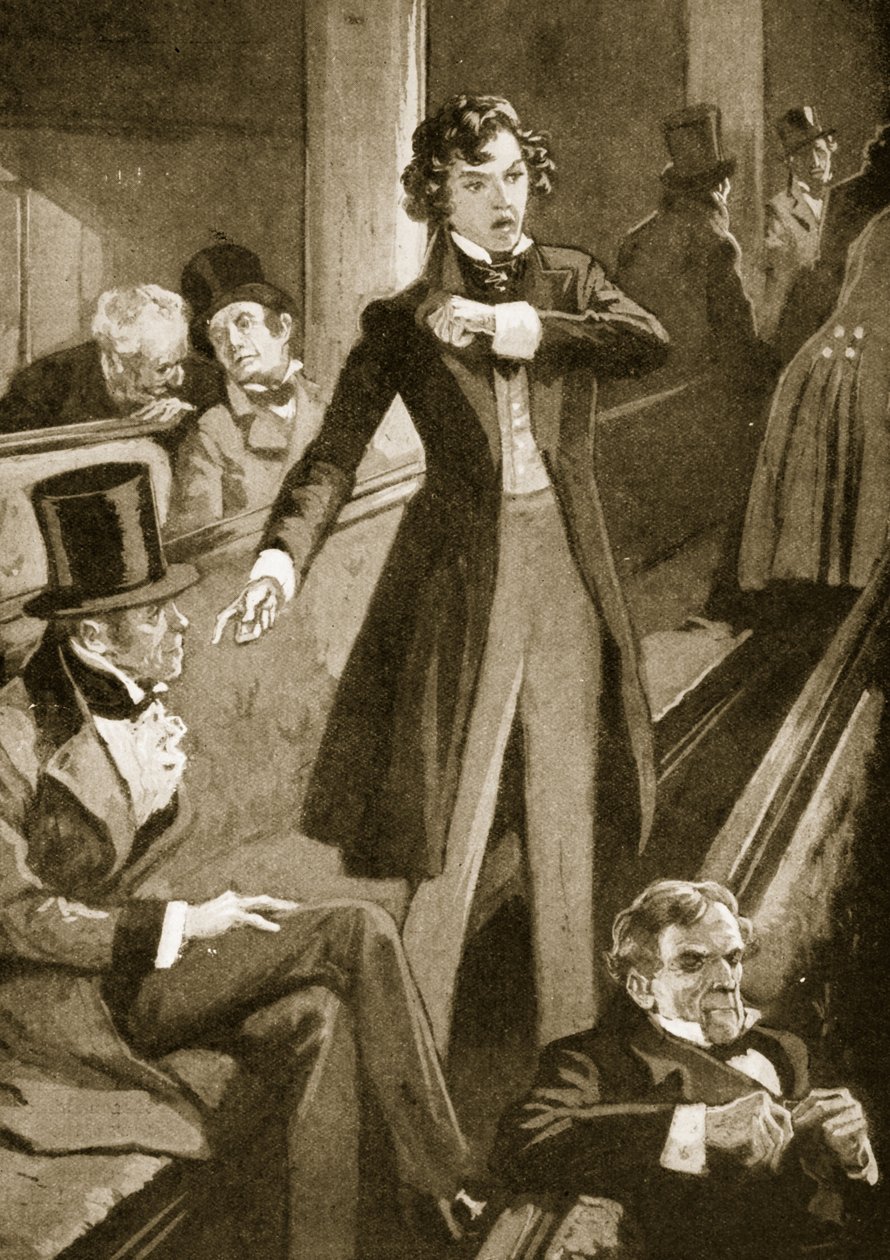 Benjamin Disraeli faisant son premier discours à la Chambre - English School