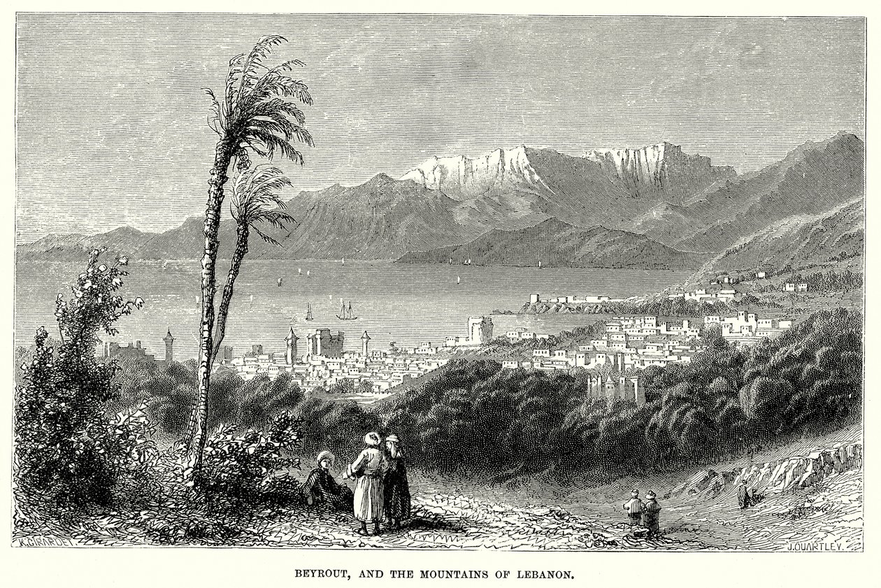 Beyrout, et les Montagnes du Liban (gravure) - English School