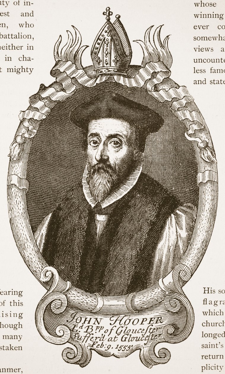Évêque Hooper, illustration de The Church of England: A History for the People par H.D.M. Spence-Jones - English School