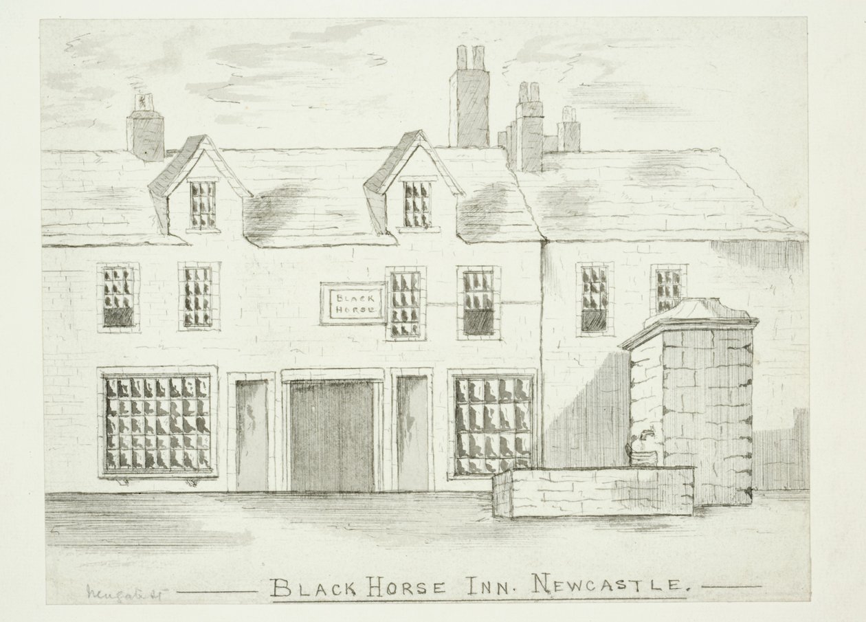 Black Horse Inn, Newcastle upon Tyne (encre (lavis) et plume et encre sur papier) - English School