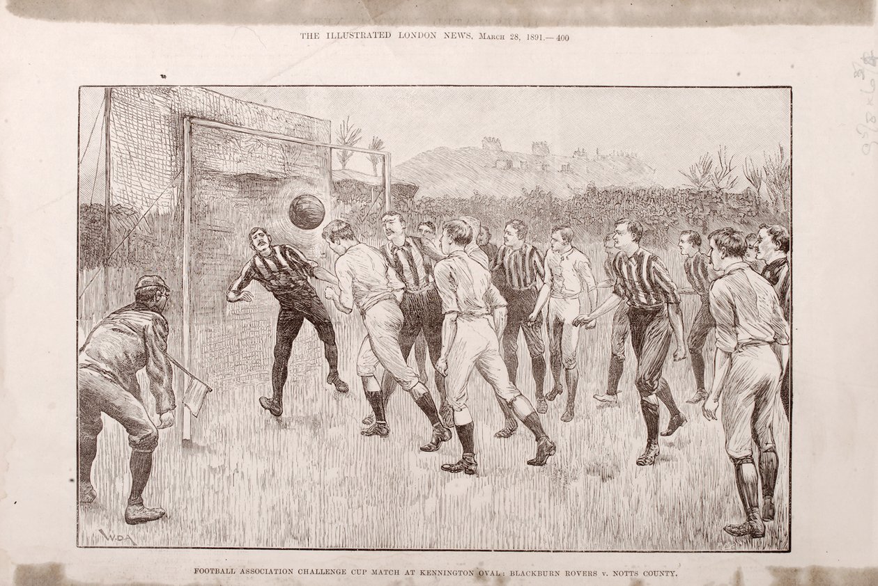 Blackburn Rovers contre Nottingham County au Kennington Oval, de The Illustrated Sporting and Dramatic News, 23 mars 1891 - English School