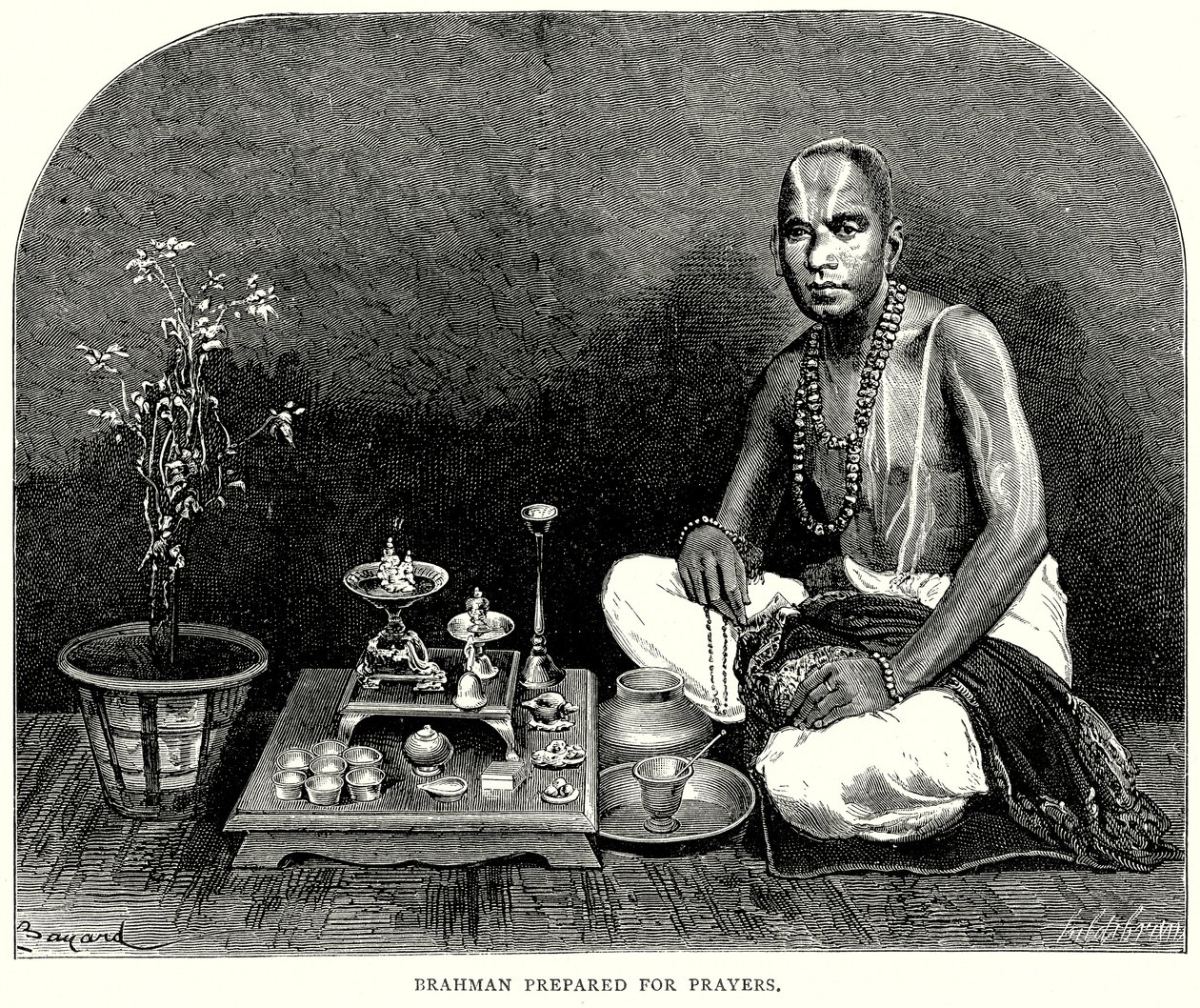 Brahman préparé pour la prière (gravure) - English School