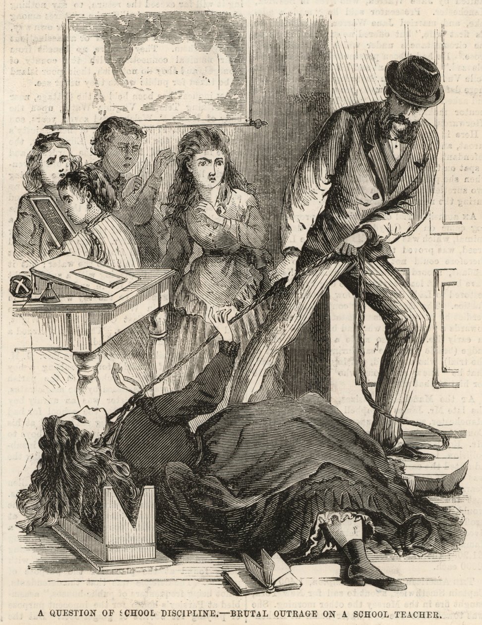 Outrage brutal à une institutrice (gravure) - English School