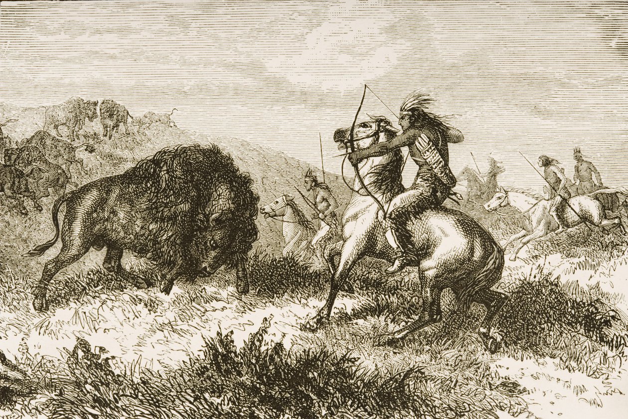 Chasse au bison dans les Grandes Plaines entre Saint-Louis et Denver, c.1870, de 