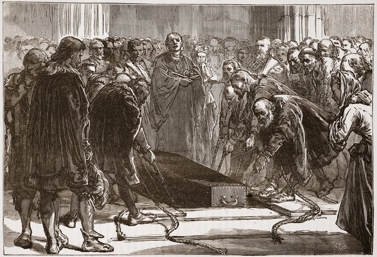 Enterrement de Luther dans le Schloss-Kirk, Wittemberg, illustration de L