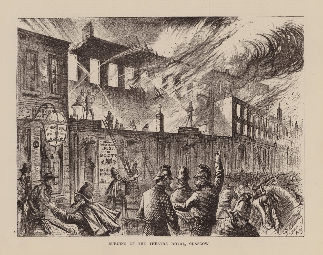 Incendie du Theatre Royal, Glasgow (gravure) - English School